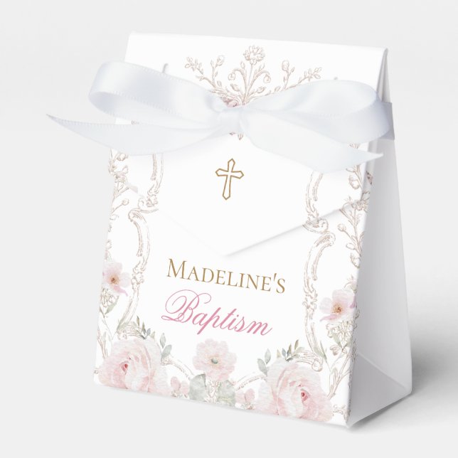  flowers and butterflies Baptism Favor Boxes (Front Side)