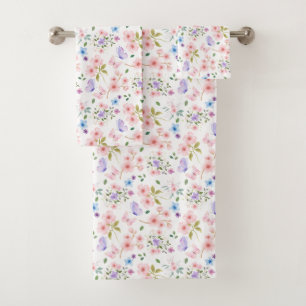 Flowers and Butterflies Bath Towel Set