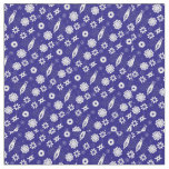 Flowers and butterflies blue and white pattern fabric