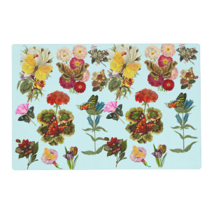 Flowers and butterflies bugs insect plants nature placemat