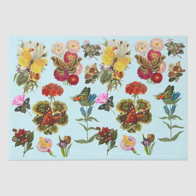 Flowers and butterflies bugs insect plants nature tissue paper (Front)
