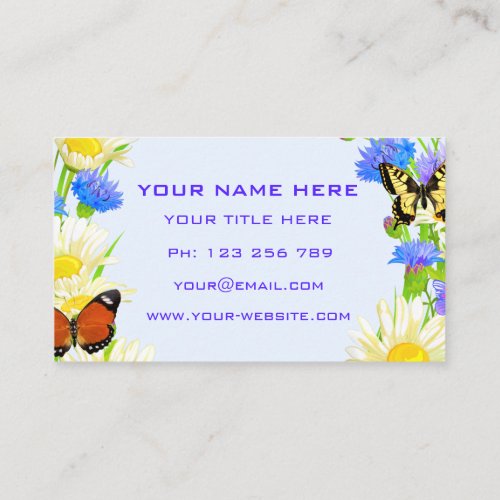 Flowers and Butterflies Business Card Fresh Design