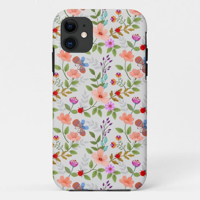 Flowers And Butterflies Case-Mate iPhone Case (Back)
