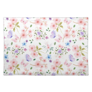 Flowers and Butterflies Cloth Placemat