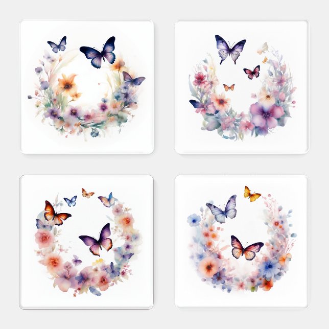 Flowers and Butterflies Coaster Set (Set)