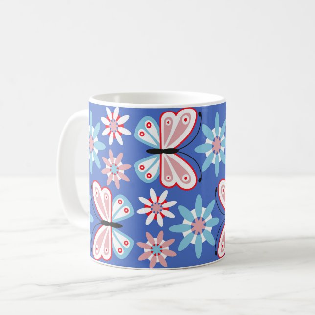 Flowers and butterflies coffee mug (Front Left)