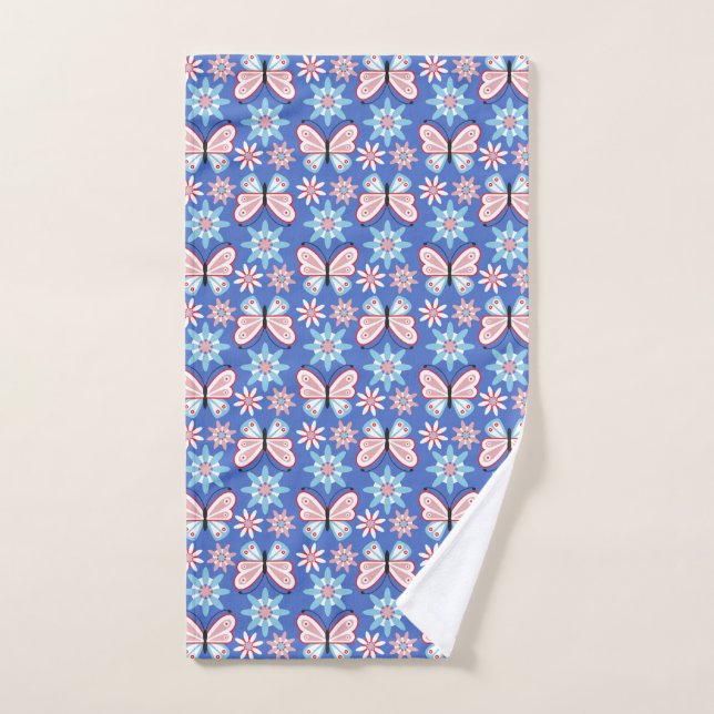 Flowers and butterflies  hand towel  (Hand Towel)