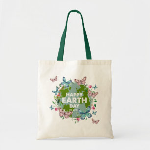 FLOWERS AND BUTTERFLIES HAPPY EARTH DAY 2026 TOTE BAG