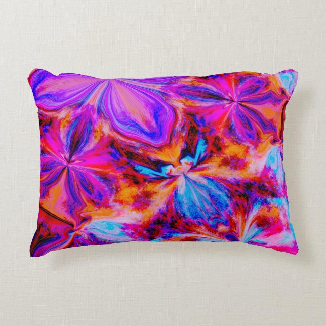 Flowers and Butterflies in Abstract Accent Pillow (Front)