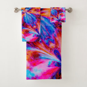 Flowers and Butterflies in Abstract Bath Towel Set