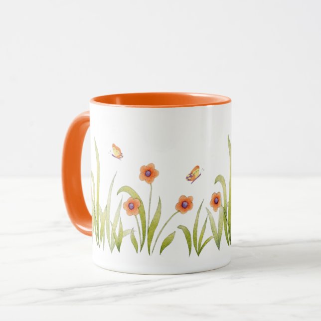 Flowers and Butterflies Mug (Front Left)