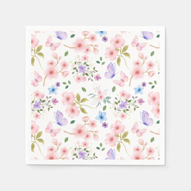 Flowers and Butterflies Napkins (Front)