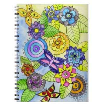 Flowers And Butterflies Notebook by KaliParsons at Zazzle