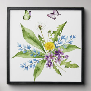 Flowers and butterflies peel and stick photo tile