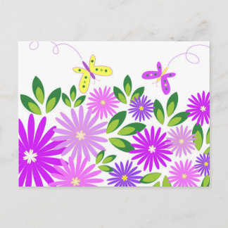 Flowers and butterflies - Postcard