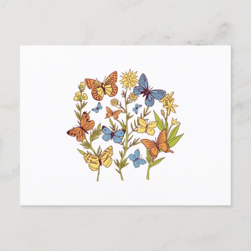 Flowers and Butterflies Postcard