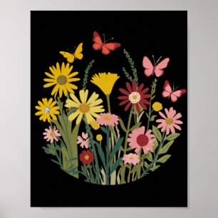 Flowers and butterflies poster