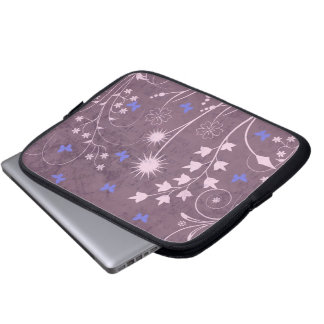 Flowers and Butterflies Purple Laptop Sleeve