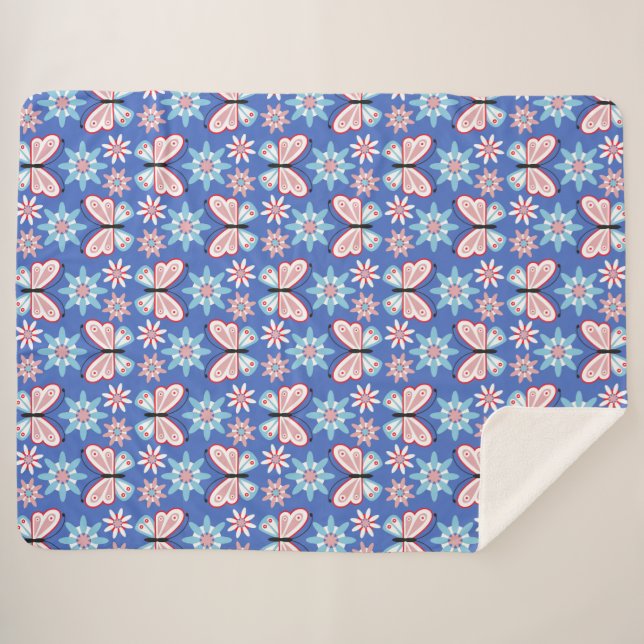 Flowers and butterflies  sherpa blanket (Front (Horizontal))