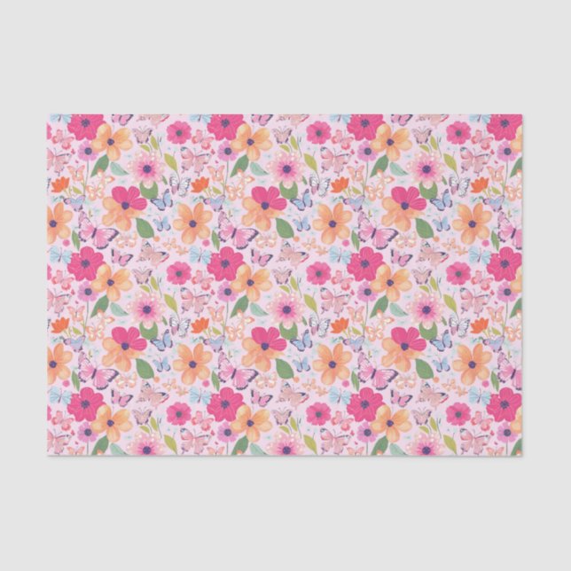Flowers and Butterflies, Spring Tissue Paper (Front)