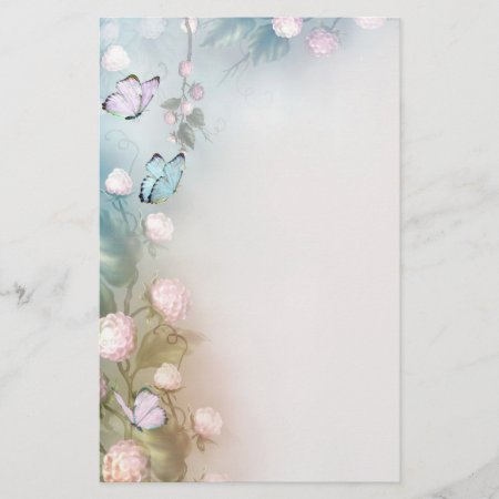 Flowers And Butterflies Stationery