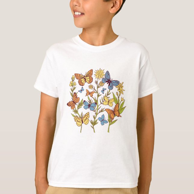 Flowers and Butterflies T-Shirt (Front)