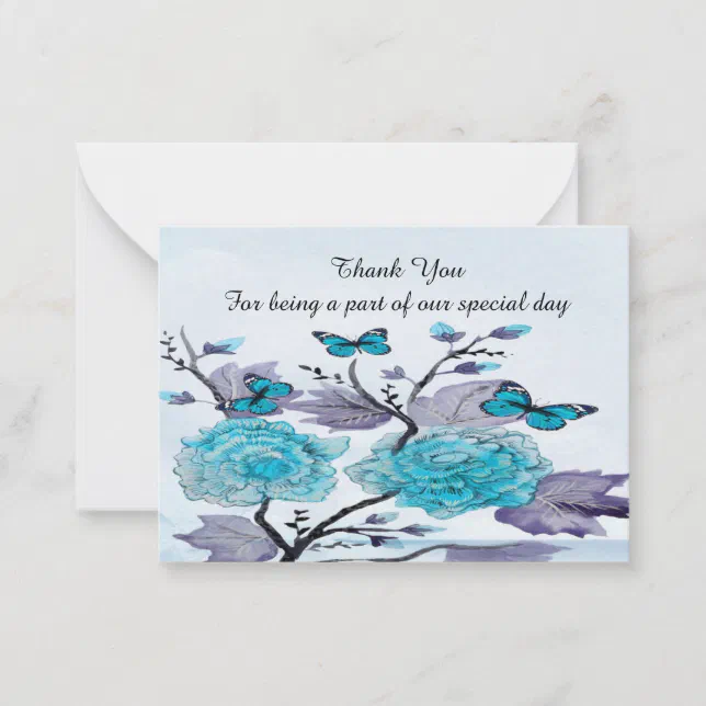 Flowers And Butterflies Thank You Cards | Zazzle