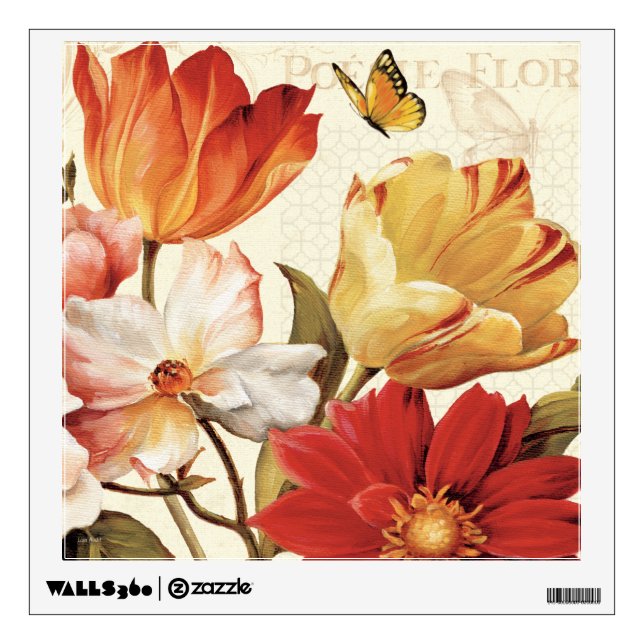 Flowers and Butterflies Wall Sticker (Front)
