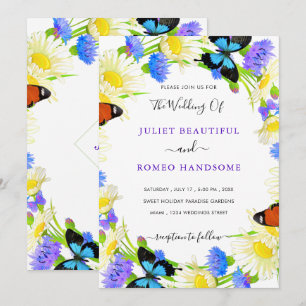 Flowers and Butterflies Wedding Invitation Example