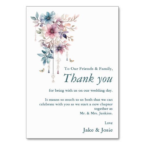 Flowers and butterflies wedding thank you card