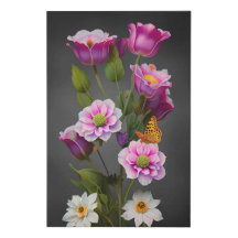 Flowers and butterflies with flowers Design