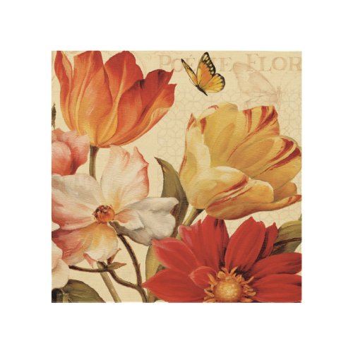 Flowers and Butterflies Wood Wall Decor