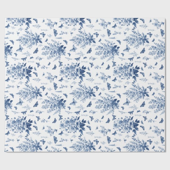 Flowers and butterflies wrapping paper (Flat)
