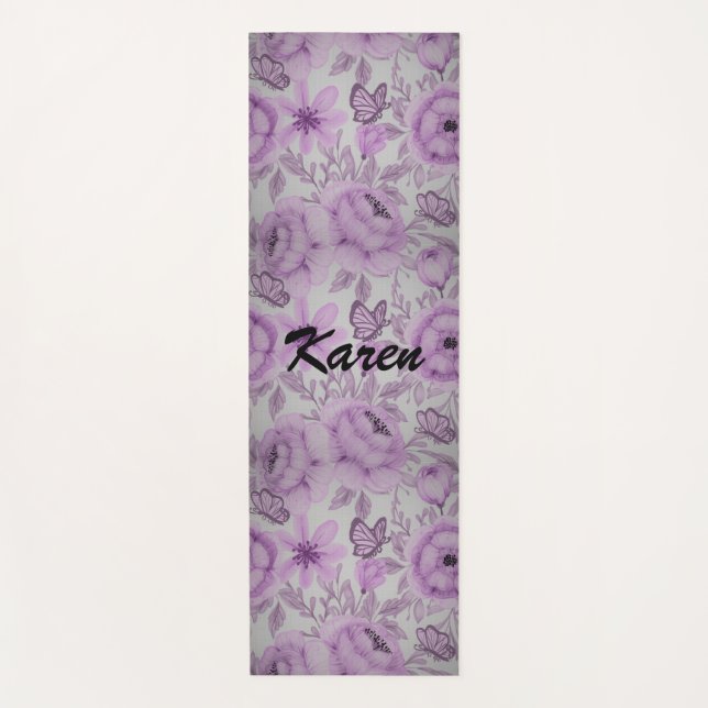 Flowers And Butterflies  Yoga Mat (Front)
