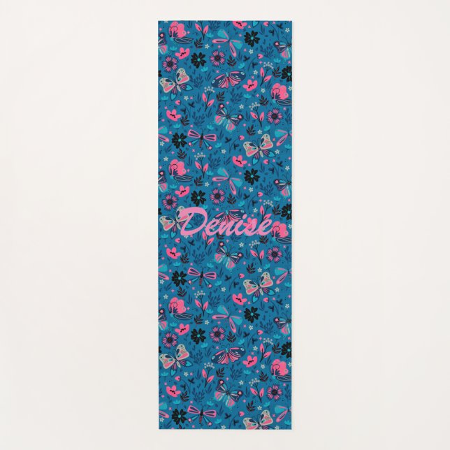 Flowers And Butterflies Yoga Mat (Front)