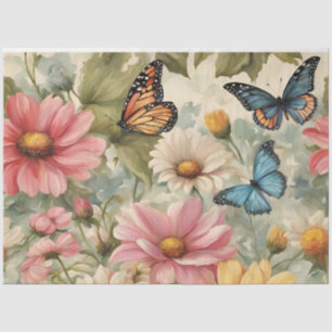 Flowers And Butterfly Art Work Tissue Paper