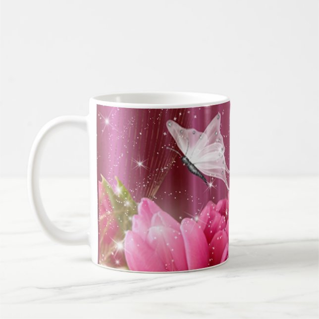Flowers and Butterfly Coffee Cup (Left)