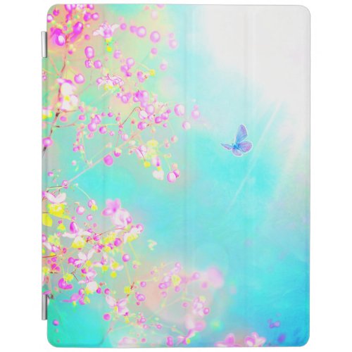 Flowers and butterfly floral cute blue pink iPad smart cover
