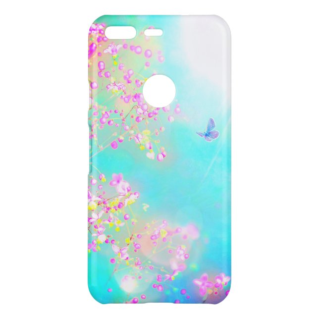 Flowers and butterfly floral uncommon google pixel case (Back)