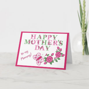 Flowers and Butterfly for Mommy Mothers Day Card