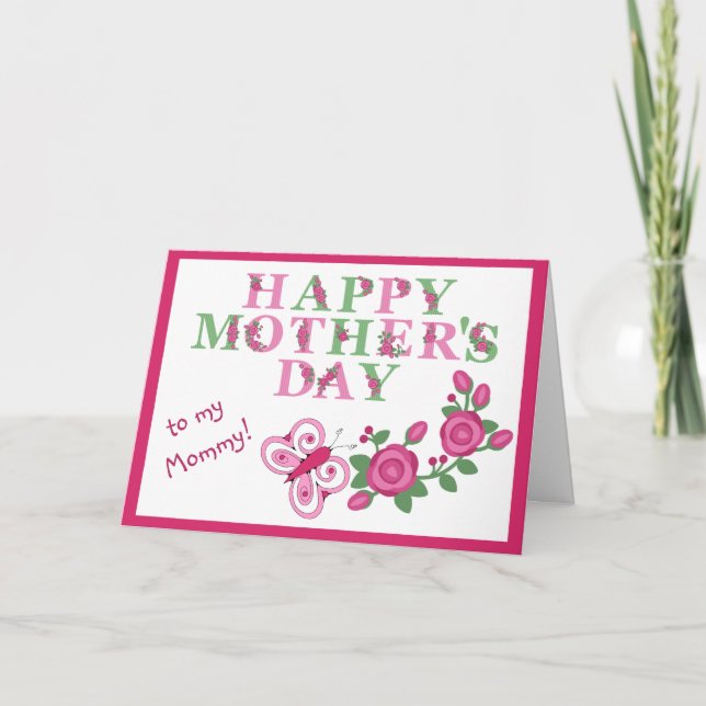 Flowers and Butterfly for Mommy Mothers Day Card (Front)