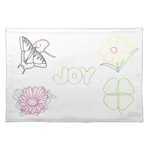 Flowers and Butterfly Joy Outline Placemats