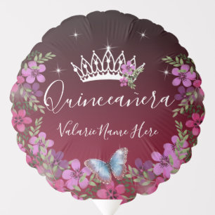 Flowers and Butterfly Princess Quinceanera Balloon