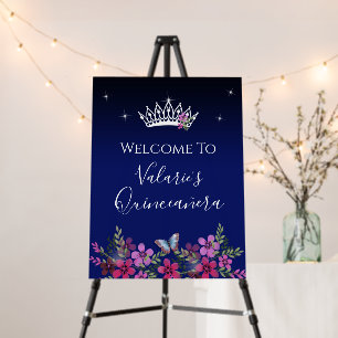 Flowers and Butterfly Princess Quinceanera Foam Board