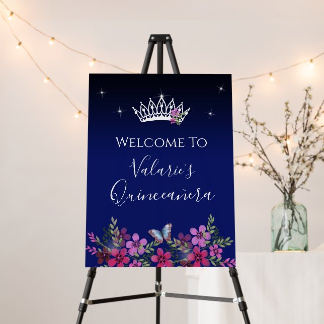 Flowers and Butterfly Princess Quinceanera Foam Board (In Situ (Stand))