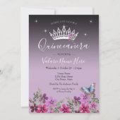 Flowers and Butterfly Quinceanera Invitation (Front)