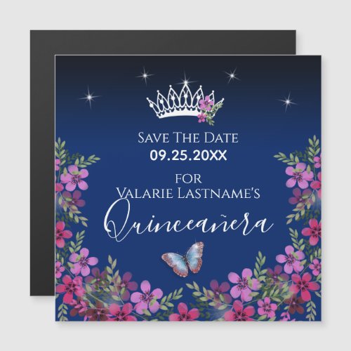 Flowers and Butterfly Quinceanera Save the Date