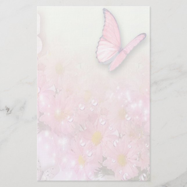 Flowers and Butterfly Stationery (Front)