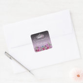 Flowers and Butterfly Thank You Quinceanera Square Sticker (Envelope)
