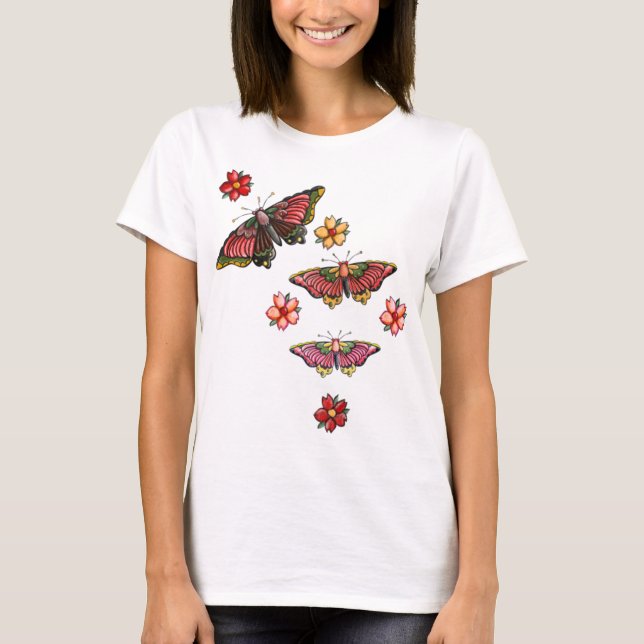 Flowers and butterflys T-Shirt (Front)